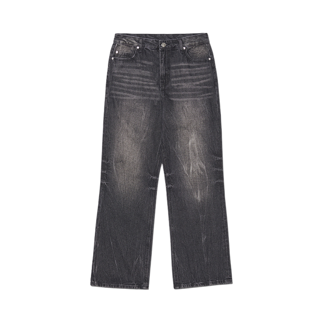 노매뉴얼 세미 플레어 데님 팬츠 워시드 블랙