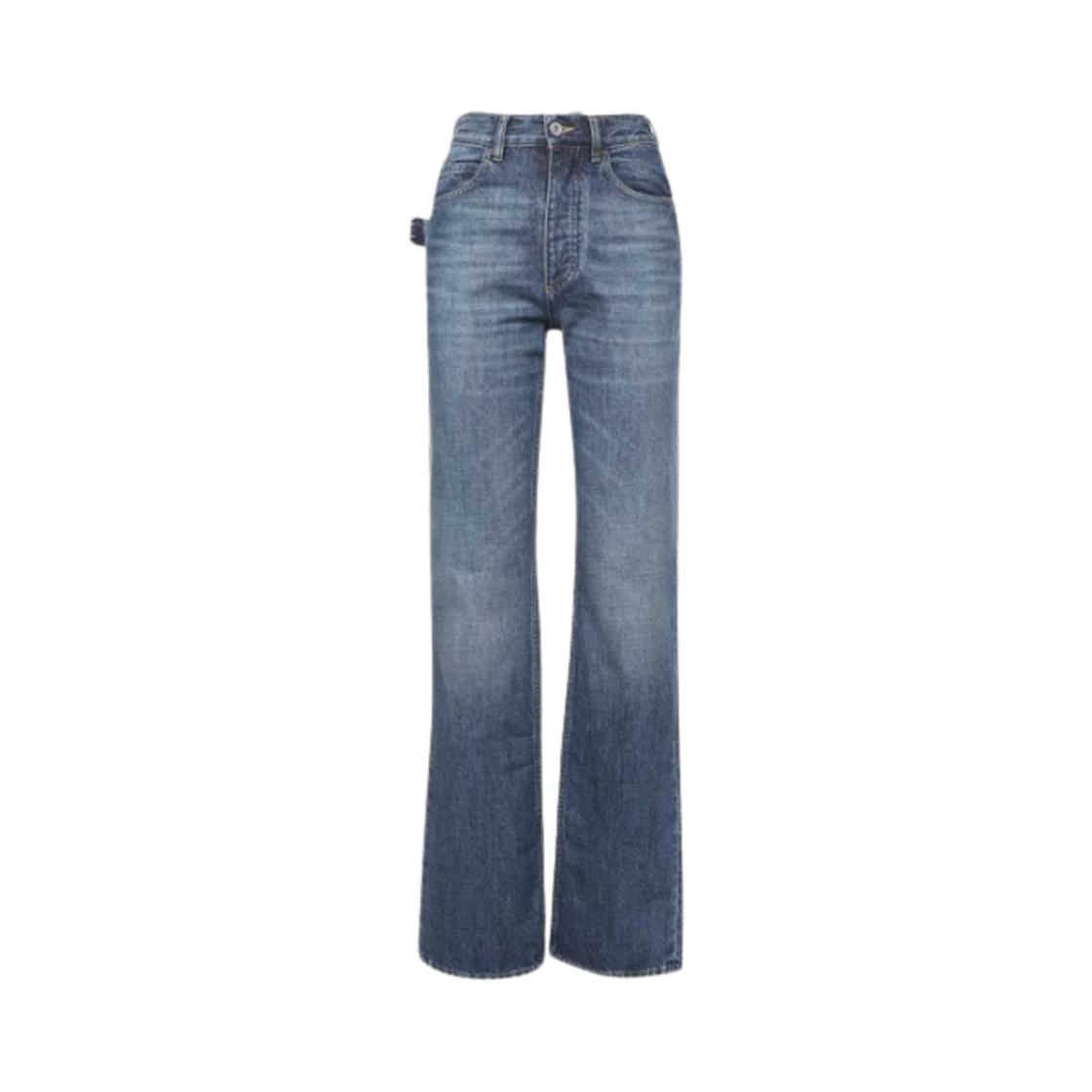 711399V2EN04715 (W) Bottega Veneta Medium Washed High-Rise Straight Denim Pants Original Medium Wash Indigo