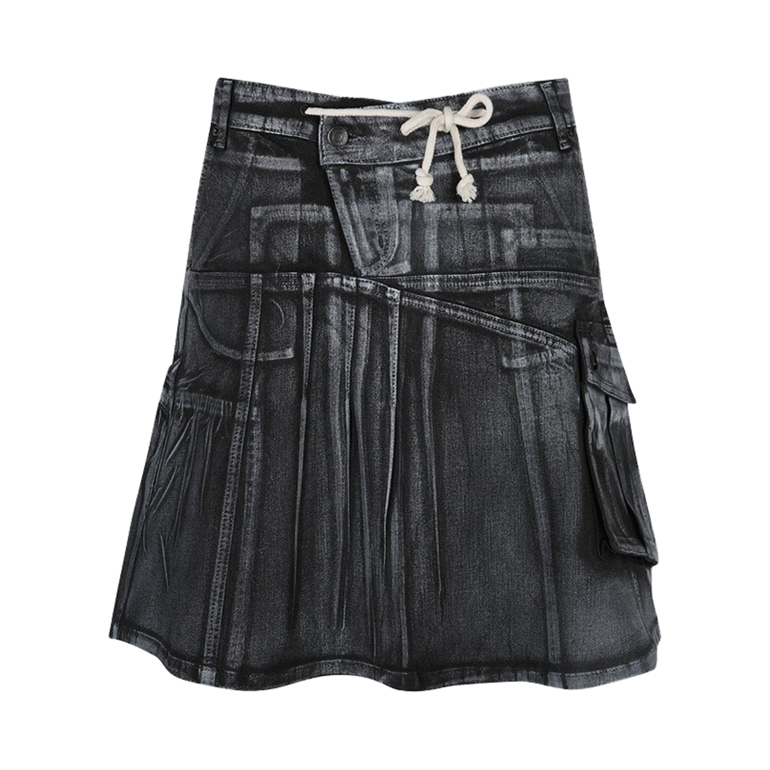 KW4ASKSOT14BK Ottolinger Women Midi Skirt Black White Paint