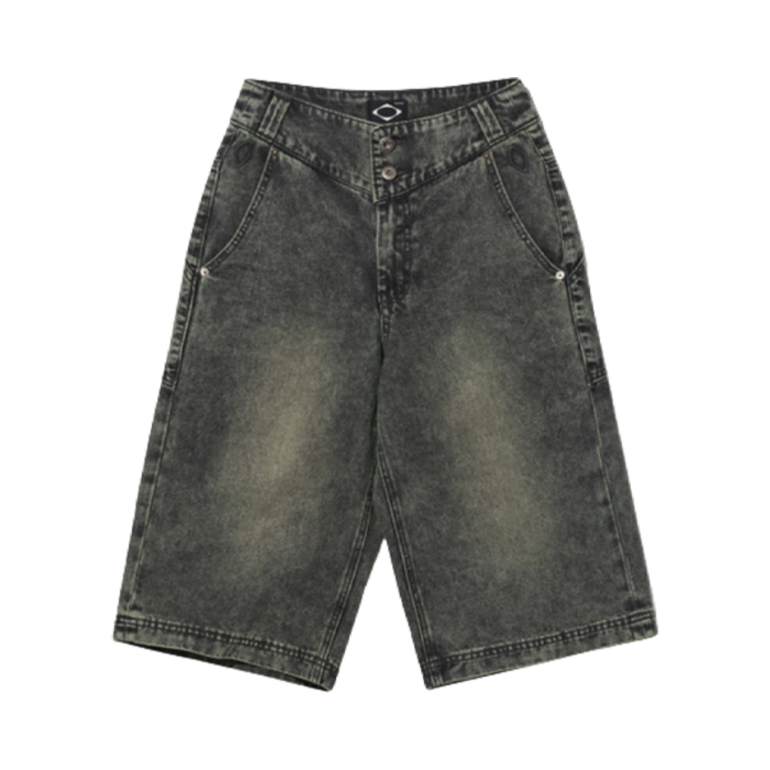 (W) 미스치프 워시드 버뮤다 팬츠 워시드 블랙 그린((W) Mischief Washed Bermuda Pants Washed Black Green)