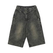 (W) Mischief Washed Bermuda Pants Washed Black Green