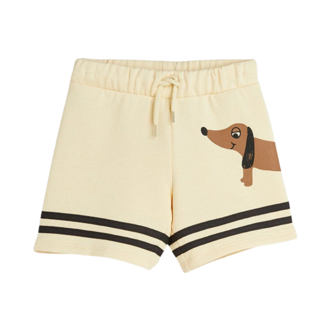 (키즈) 미니 로디니 도그 스트라이프 스웨트쇼츠 베이지((Kids) Mini Rodini Dog Striped Sweatshorts Beige)