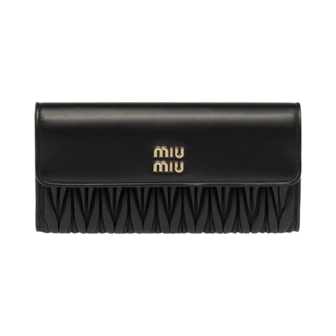 미우 미우 마테라쎄 나파 가죽 라지 지갑 블랙(Miu Miu Matelasse Nappa Leather Large Wallet Black) - 1