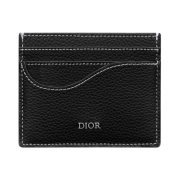 Dior Saddle Card Holder Black Grained Calfskin