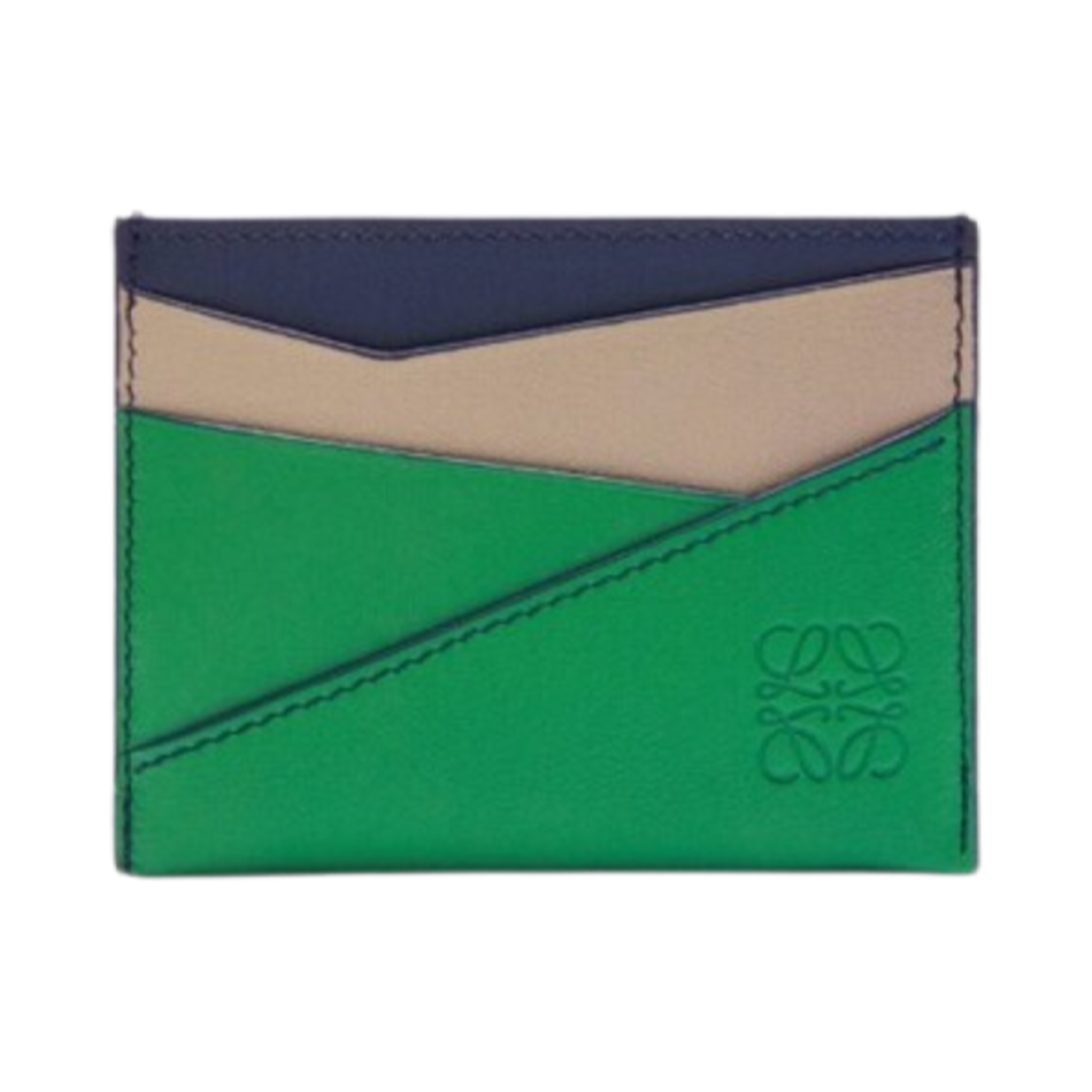 로에베 클래식 카프스킨 퍼즐 플레인 카드 홀더 샌드 트로피컬 그린(Loewe Puzzle Plain Card Holder in Classic Calfskin Sand Tropical Green)