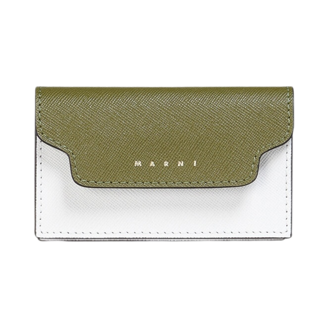 PFMOT05U09-LV520-Z502N Marni Saffiano Business Card Case Olive Lily White Lime - 대표 이미지 #1