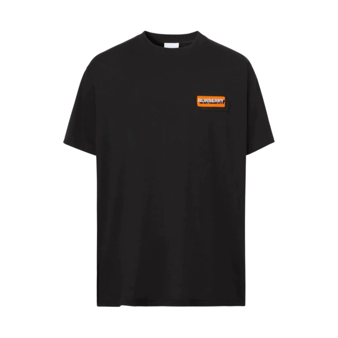 버버리 로고 아플리케 오버사이즈 티셔츠 블랙 오렌지(Burberry Logo Applique Oversized T-Shirt Black Orange) - 1