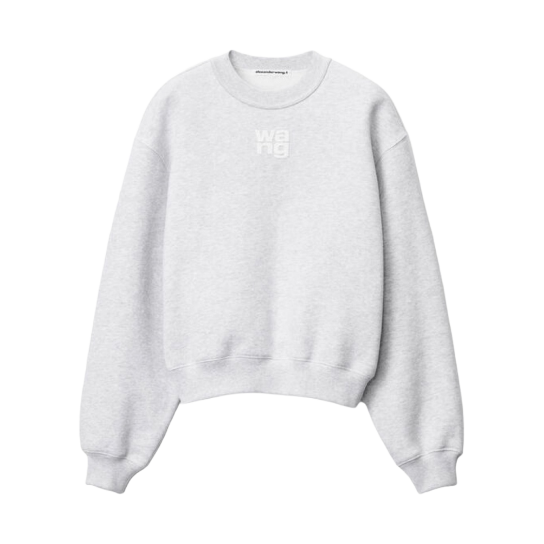 (W) 알렉산더 왕 스트럭처드 테리 퍼프 로고 스웨트셔츠 라이트 헤더 그레이((W) Alexander Wang Puff Logo Sweatshirt in Structured Terry Light Heather Grey)