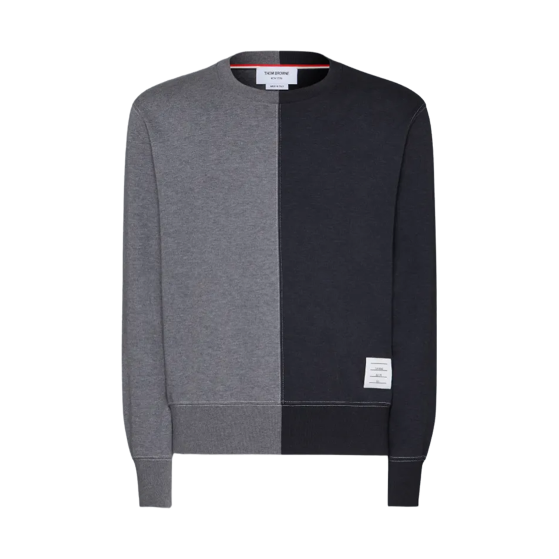 톰브라운 펀믹스 코튼 밀라노 콘트라스트 스티치 크루넥 스웨트셔츠 그레이(Thom Browne Funmix Cotton Milano Contrast Stitch Crew Neck Sweatshirt Grey) - 1
