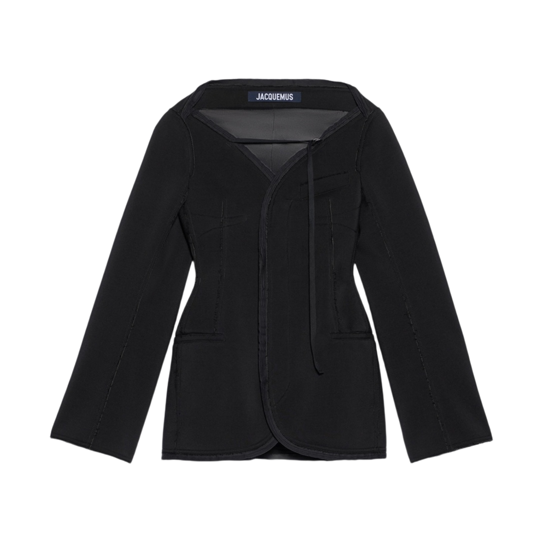 (W) 자크뮈스 라 로브 페플로 디컨스트럭티드 블레이저 드레스 블랙((W) Jacquemus La Robe Peplo Deconstructed Blazer Dress Black) - 1