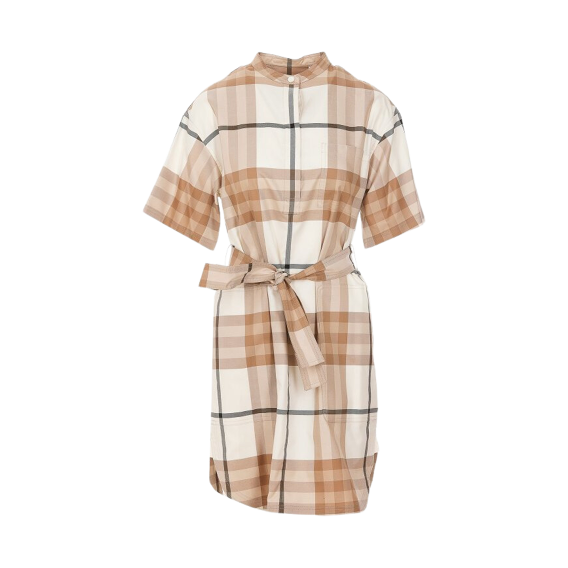 8056907 (W) Burberry Exaggerated Check Dress Beige White