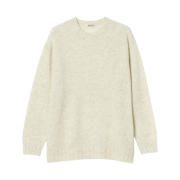 Auralee Shetland Wool Cashmere Knit Pullover Top White