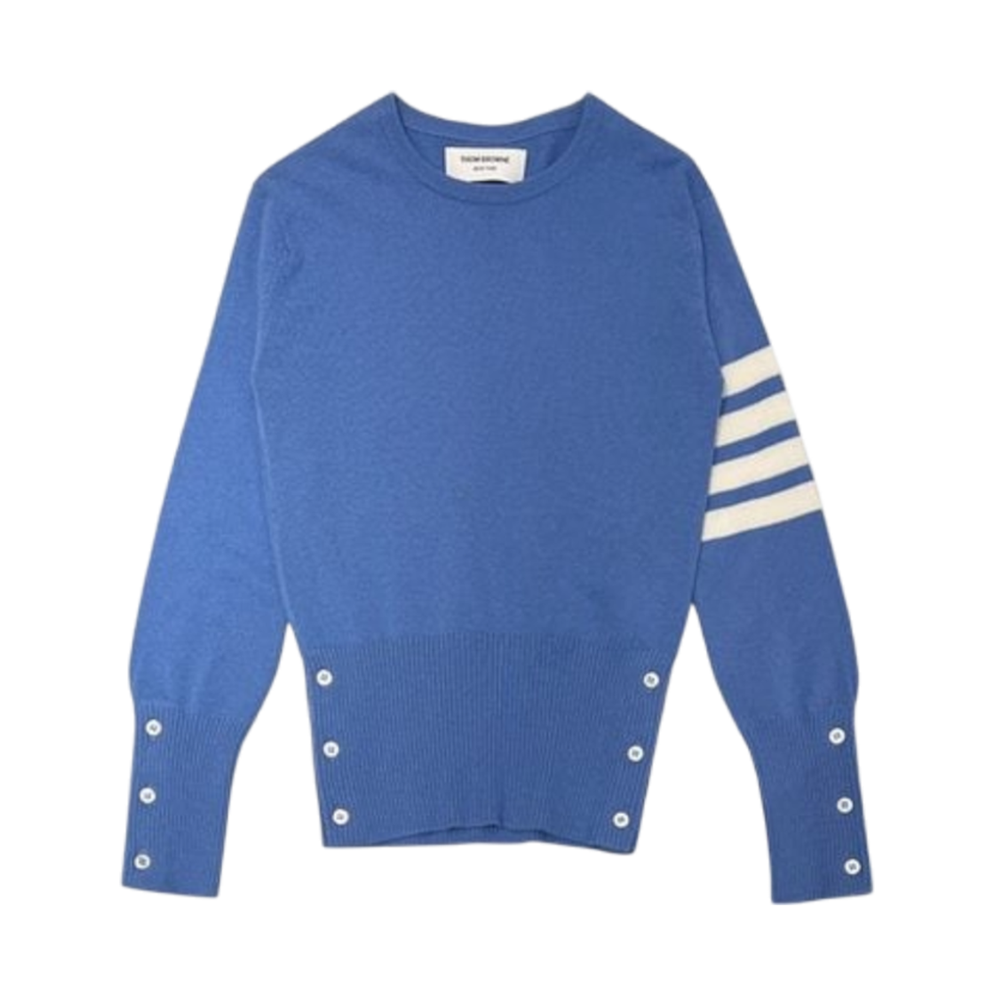 FKA001A-00011-450 (W) Thom Browne Cashmere 4-Bar Classic Crewneck Pullover Blue