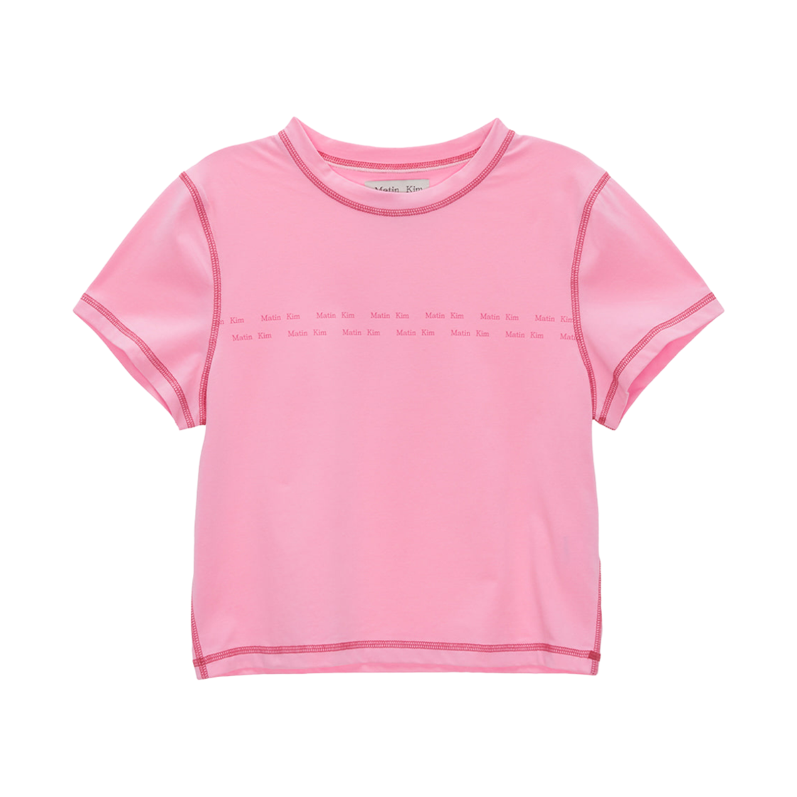★Matin Kim★ MATIN SMALL LINE LOGO STITCH CROP TOP IN PINK MATIN SMALL LINE LOGO STITCH CROP TOP IN PINK - MATINKIM