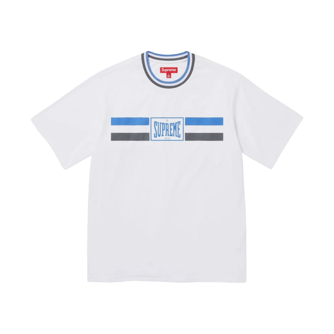 - Supreme Warm Up Stripe S/S Top White - 24SS