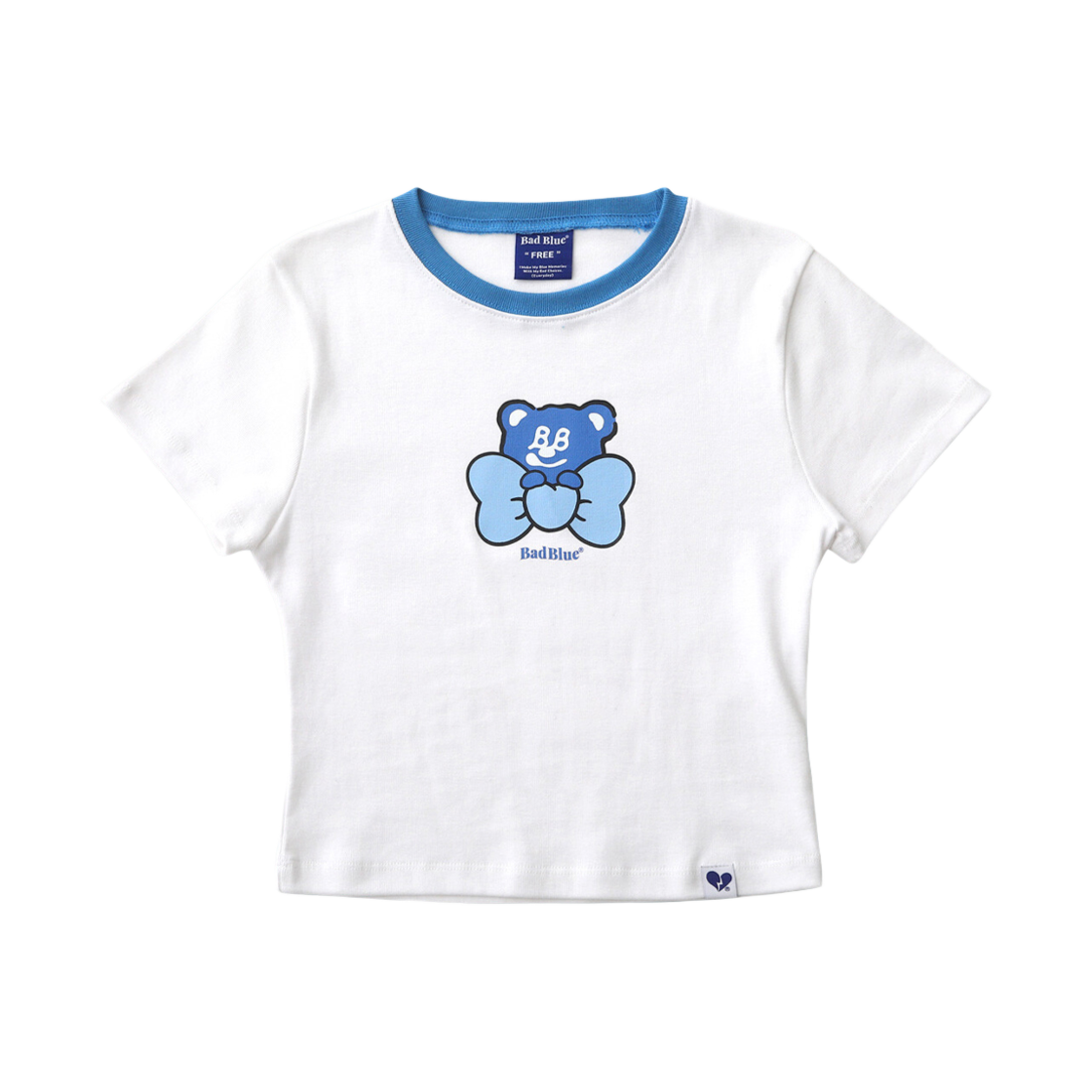 배드블루 리본 베드베어 링거 슬림 티 화이트(BadBlue Ribbon Badbear Ringer Slim Tee White)