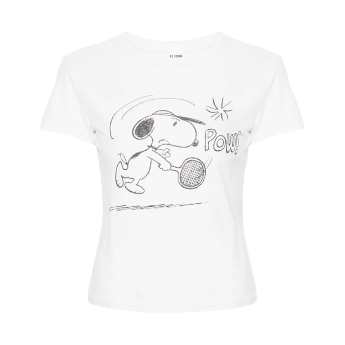 (W) 리던 클래식 스누피 테니스 티셔츠 빈티지 화이트((W) Re/Done Classic Snoopy Tennis T-Shirt Vintage White)