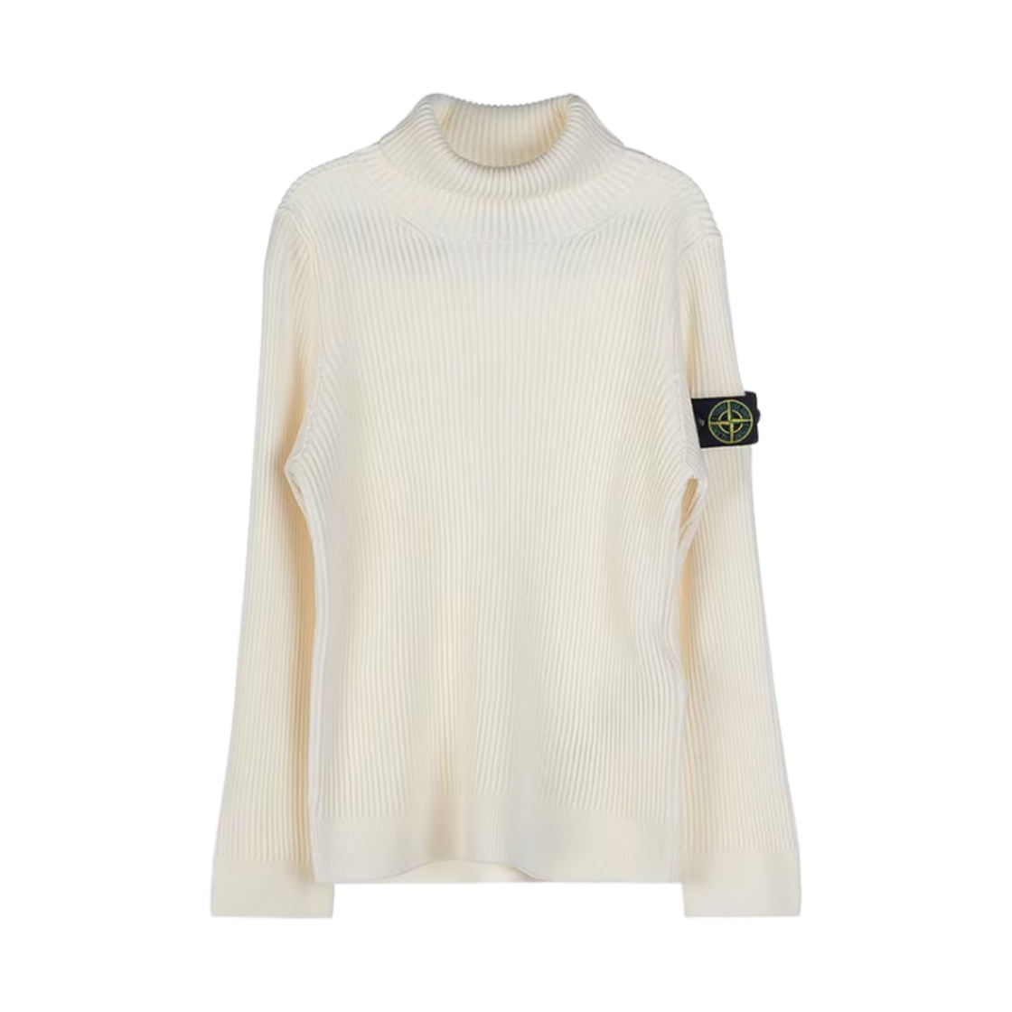 7716511A3-V0099 (Kids) Stone Island 511A3 Logo Patch Turtleneck Knit Natural White - 22FW