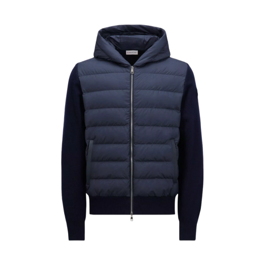 Moncler Wool & Cashmere Padded Zip-Up Hoodie Navy Blue - 24FW