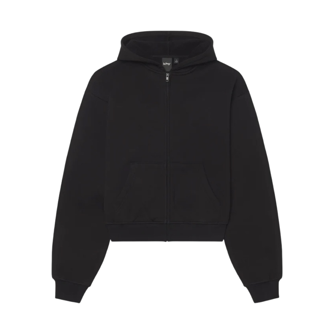 (W) 카이 플리스 후드 집업 블랙((W) Khy Fleece Zip Hoodie Black) - 1