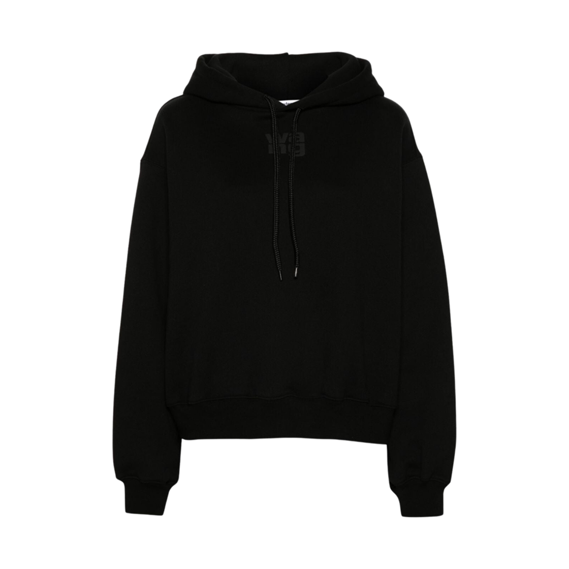 4CC3242101001 (W) Alexander Wang Puff Logo Hoodie in Cotton Black