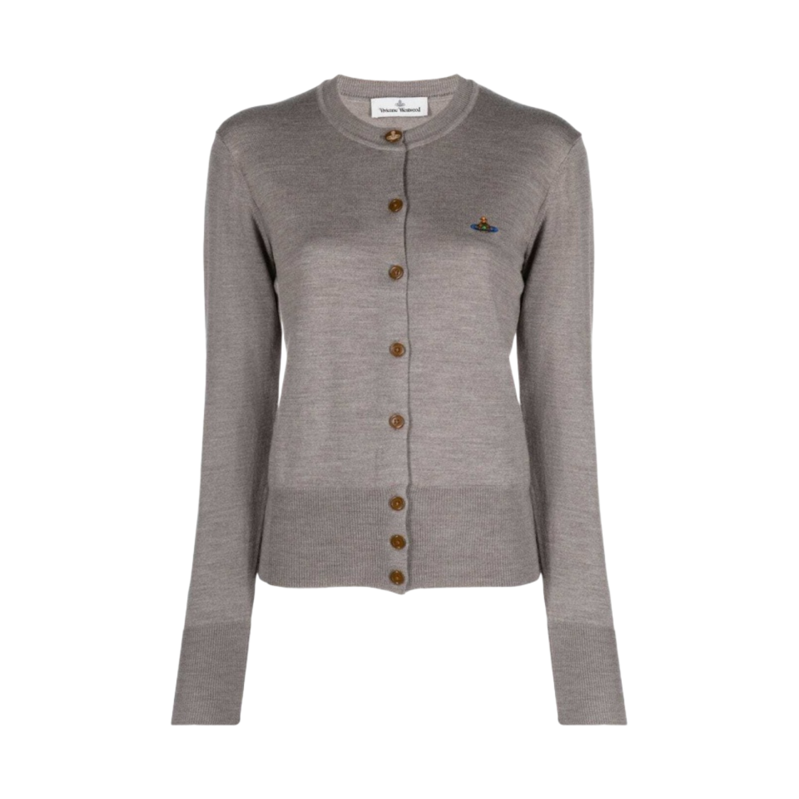 1803002P-Y0006-P407 (W) Vivienne Westwood Bea Virgin Wool Cardigan Stone