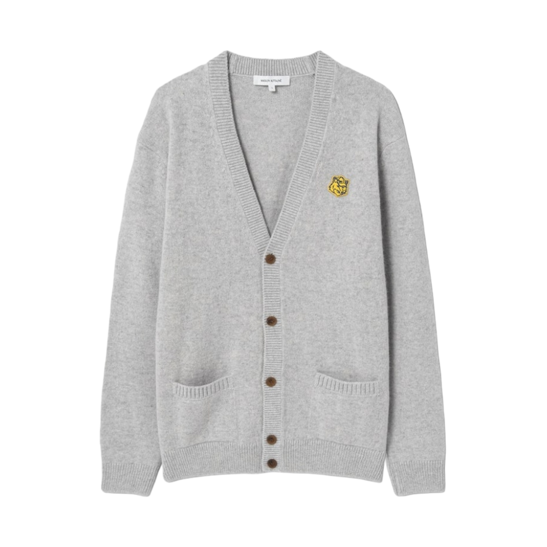 메종 키츠네 폭스 헤드 패치 레귤러 가디건 라이트 그레이 멜란지 - 한국 한정(Maison Kitsune Fox Head Patch Regular Cardigan Light Grey Melange - Korea Exclusive) - 1
