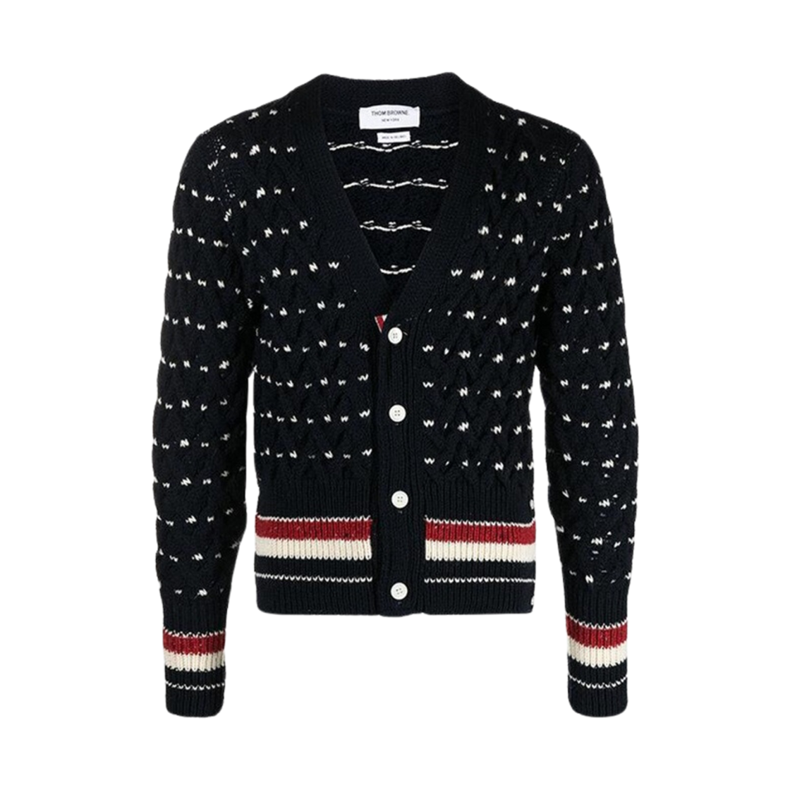 톰브라운 도네갈 케이블 클래식 가디건 네이비(Thom Browne Donegal Cable Classic Cardigan Navy) - 1