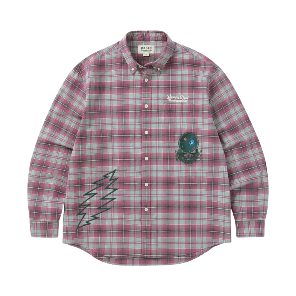 디스이즈네버댓 x 그레이트풀 데드 라이트닝 베어 플레이드 셔츠 플럼(Thisisneverthat x Grateful Dead Lightning Bear Plaid Shirt Plum)