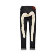 Evisu Brushstroke Daicock Slim Straight Fit Jeans Ecru