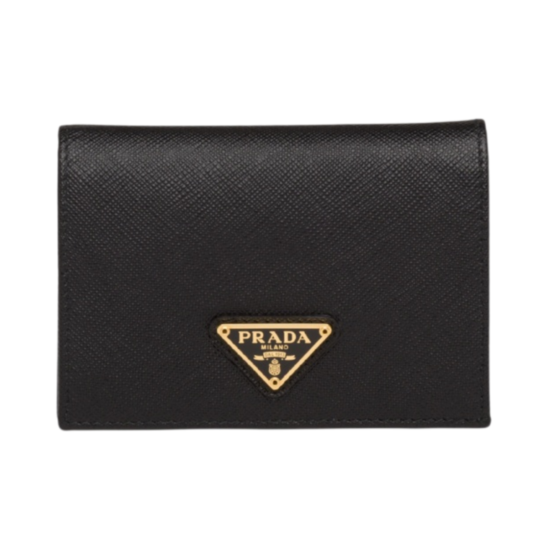 1MV021-QHH-F0002 Prada Saffiano Triangle Logo Wallet Black