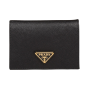Prada Saffiano Triangle Logo Wallet Black