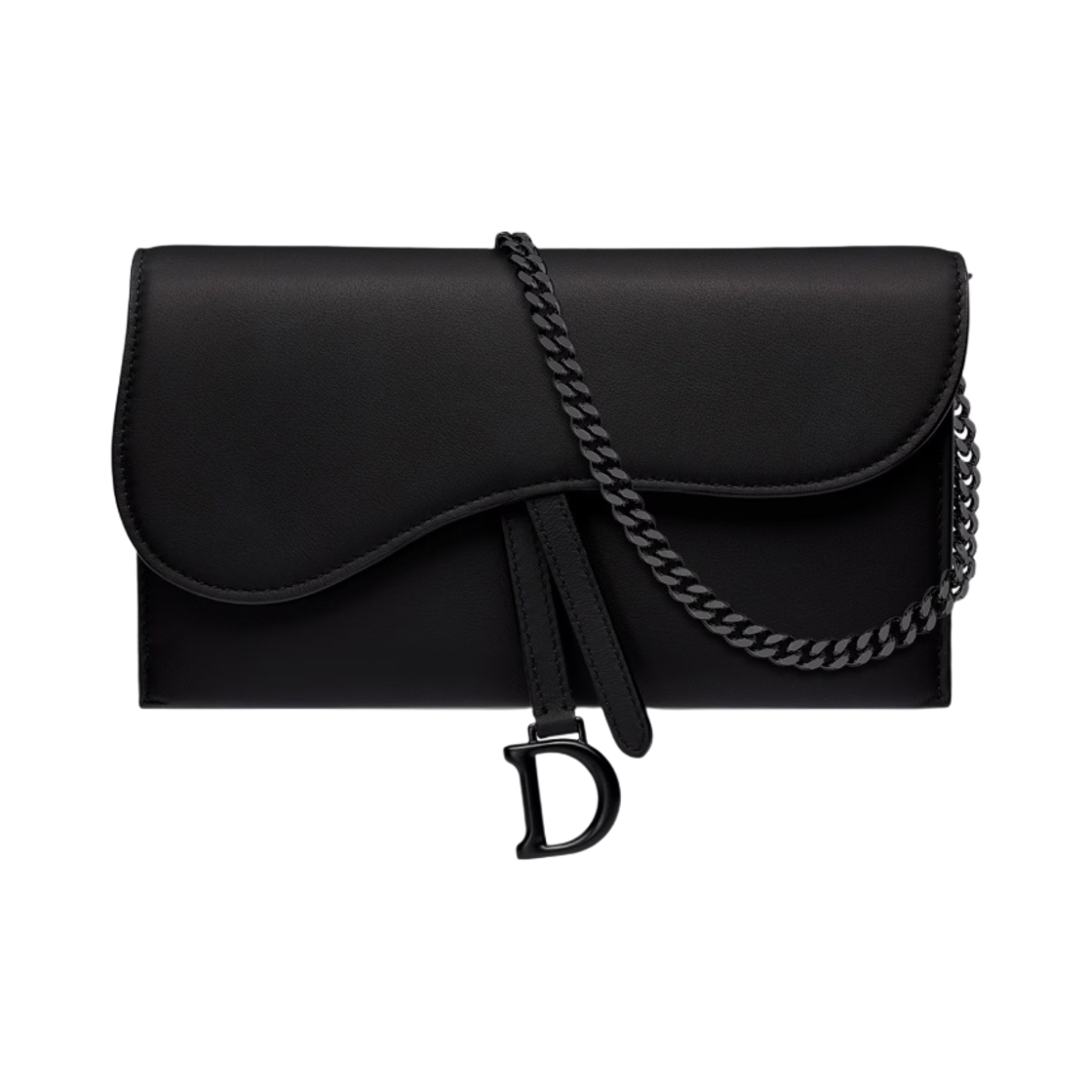 디올 새들 체인 장지갑 울트라 매트 카프스킨 블랙(Dior Long Saddle Wallet with Chain Ultra Matte Calfskin Black) - 1