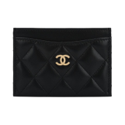 Chanel Classic Card Holder Lambskin & Gold Black