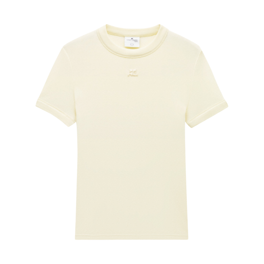 (W) 꾸레쥬 클래식 립 티셔츠 페일 옐로우