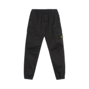 Stone Island 313L1 Stretch Broken Twill Cotton Garment Dyed Old Effect Cargo Pants Black - 23FW