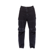 Juun.J Military Cargo Zipped Denim Regular Pants Black