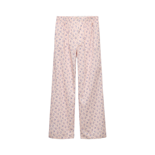 P252JL-17MV-F0028 (W) Prada Floral Print Batiste Pants Pink