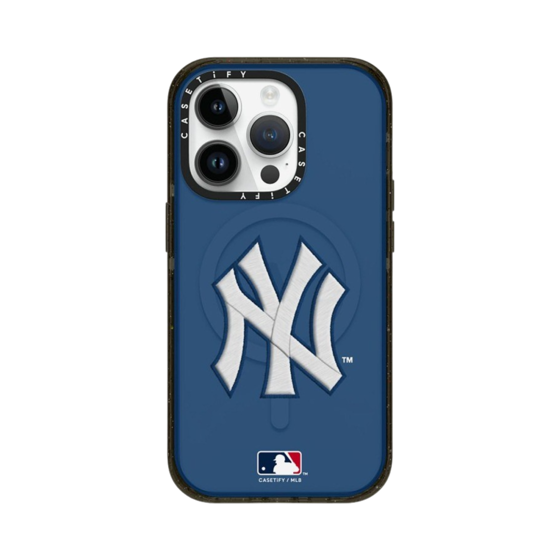 케이스티파이 x MLB 아이폰 뉴욕 양키스 로고 자수 맥세이프 임팩트 케이스 클리어 블랙(Casetify x MLB iPhone New York Yankees Logo Embroidery Case MagSafe Impact Case Clear Black) - 1