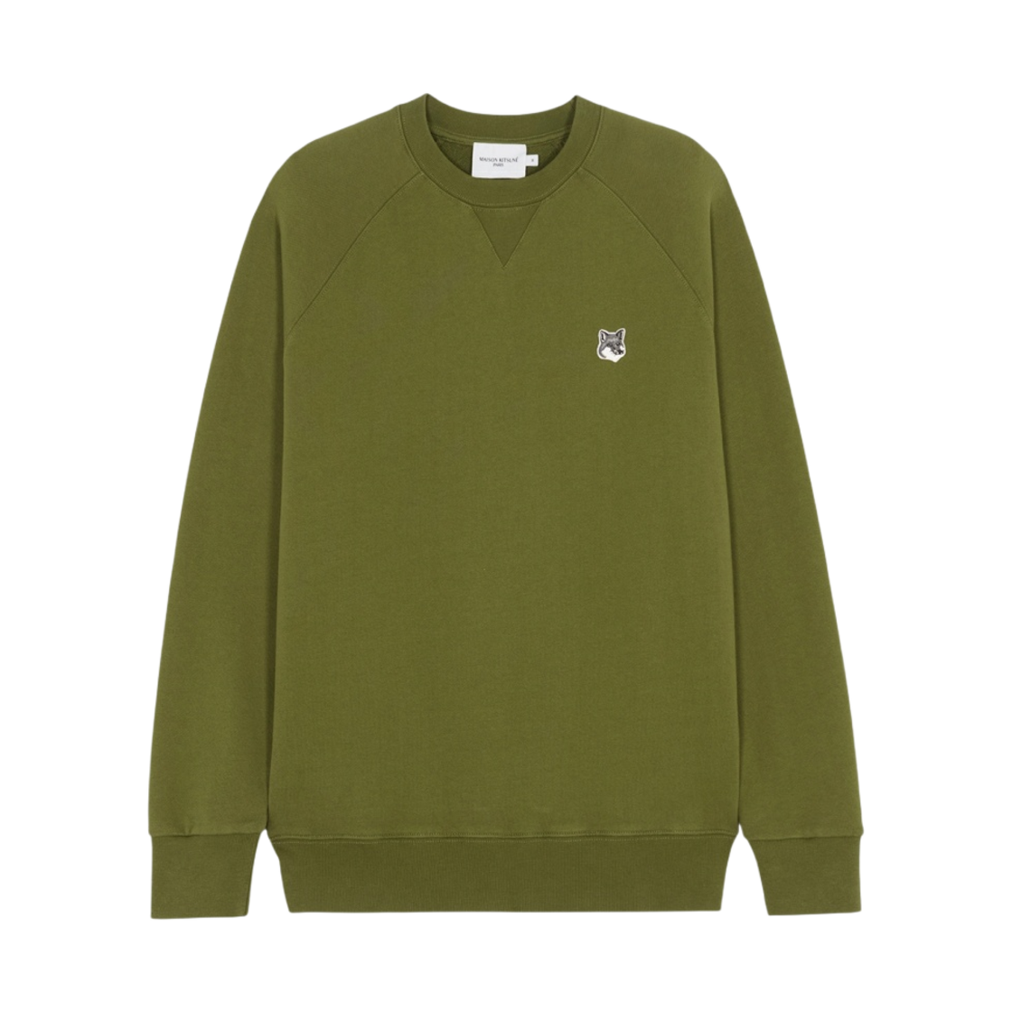 메종 키츠네 그레이 폭스 헤드 패치 스웨트셔츠 다크 카키(Maison Kitsune Grey Fox Head Patch Sweatshirt Dark Khaki)