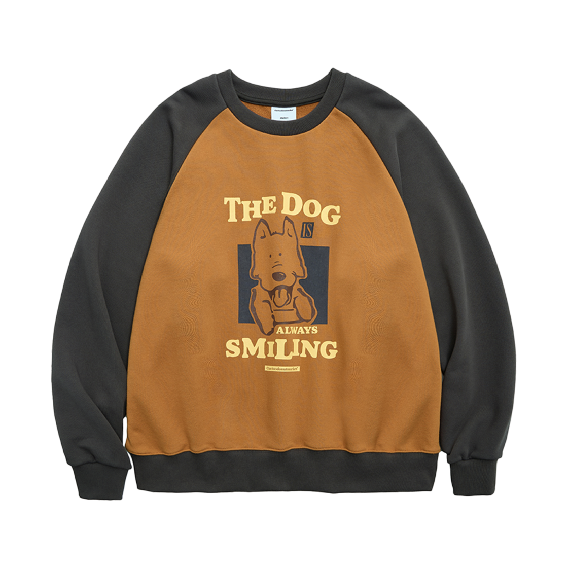 캑터스도넛마켓 스마일링 도그 래글런 스웨트셔츠 오렌지
