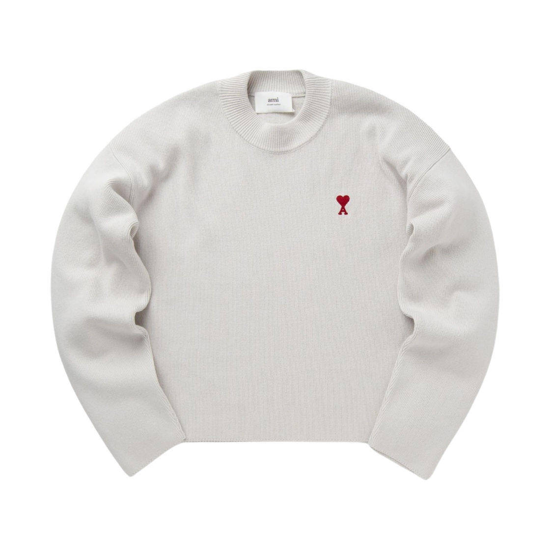 UKS046-KN0042-193 AMI de Coeur Ribbed Crewneck Chalk