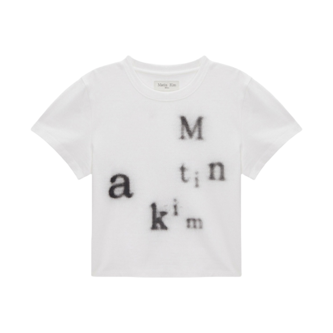 (W) 마뗑킴 마뗑 블러드 로고 크롭 탑 화이트((W) Matin Kim Matin Blurred Logo Crop Top White)