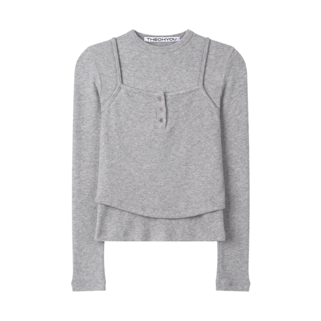 (W) 더오유 뷔스티에 탑 롱 슬리브 세트 그레이((W) Theohyou Bustier Top Long Sleeve Set Grey)