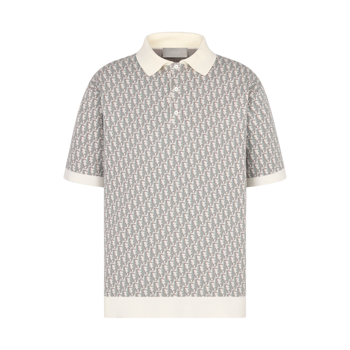 디올 자카드 오블리크 폴로 셔츠 화이트 블루 브라운(Dior Jacquard Oblique Polo Shirt White Blue Brown)