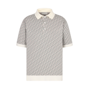 Dior Jacquard Oblique Polo Shirt White Blue Brown