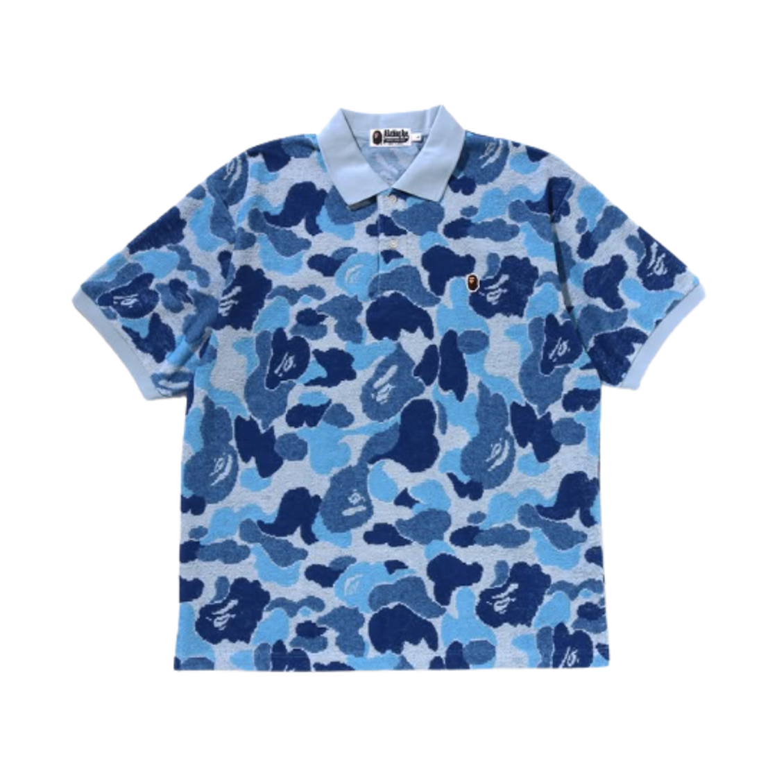 - BAPE ABC Camo Pile Jacquard Relaxed Fit Polo Shirt Blue