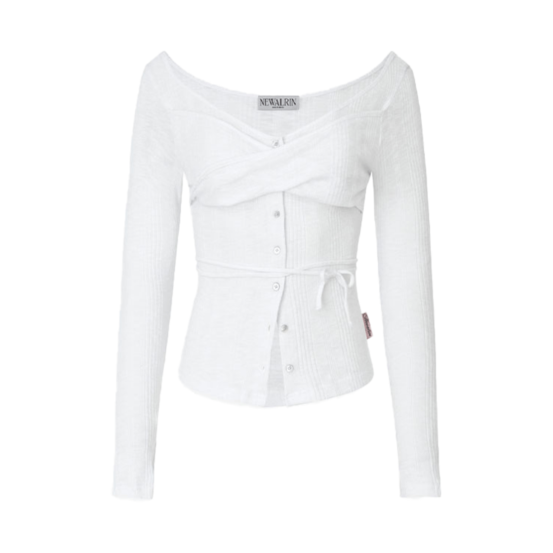 뉴얼린 로지탑 화이트(Newalrin Rosie twist button Top White)