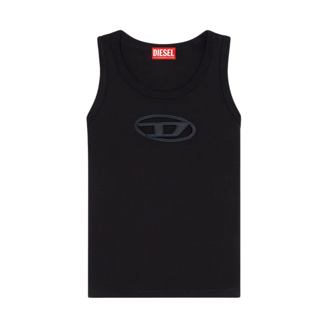 (W) 디젤 T-라이니스-Od 컷아웃 오발 D 로고 탱크탑 블랙((W) Diesel T-Lynys-Od Tank Top with Cut-Out Oval D Logo Black)