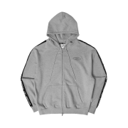 BORN TO WIN Big Chrome B Black Line Zip-Up Hoodie Melange Grey